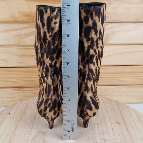 Vince Camuto 5.5 US Rastel 3 Leopard Print Calf Hair Kitten Heel Mid Calf Boots - Picture 4 of 10